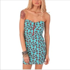Iron fist scary prairie strapless mini dress NWT